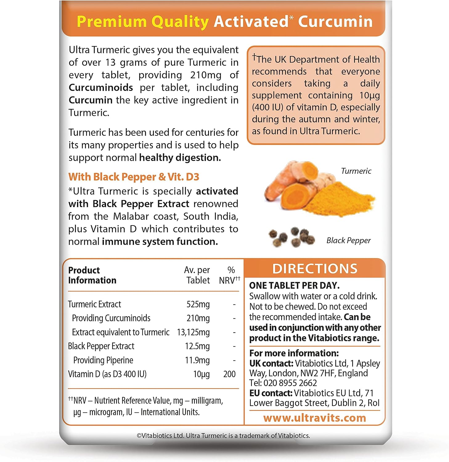 Vitabiotics Ultra Tumeric Tabs 60 Image